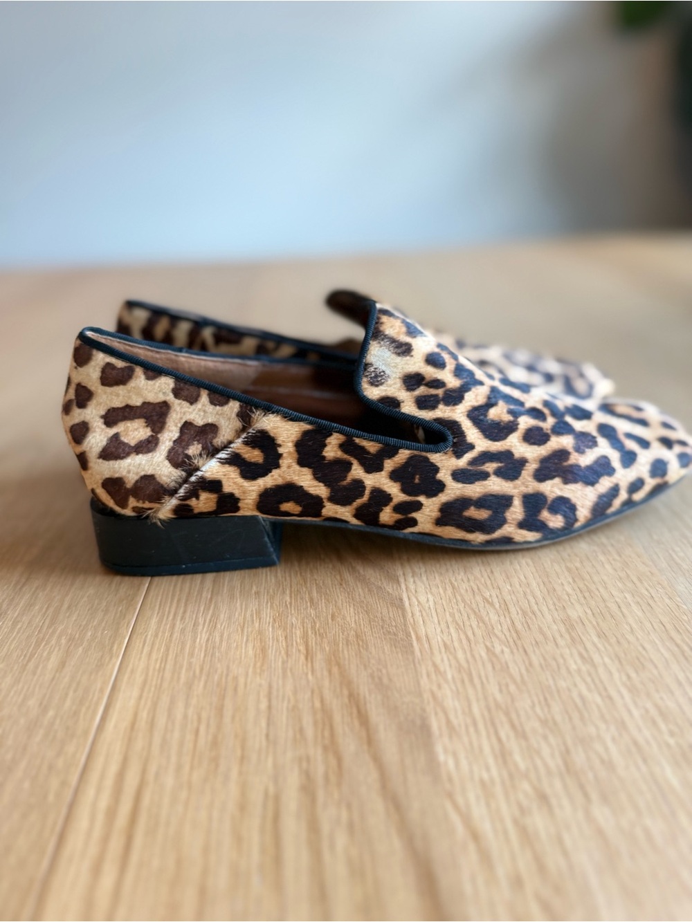 Franco Sarto Leopard Print Loafers - Tan and Black